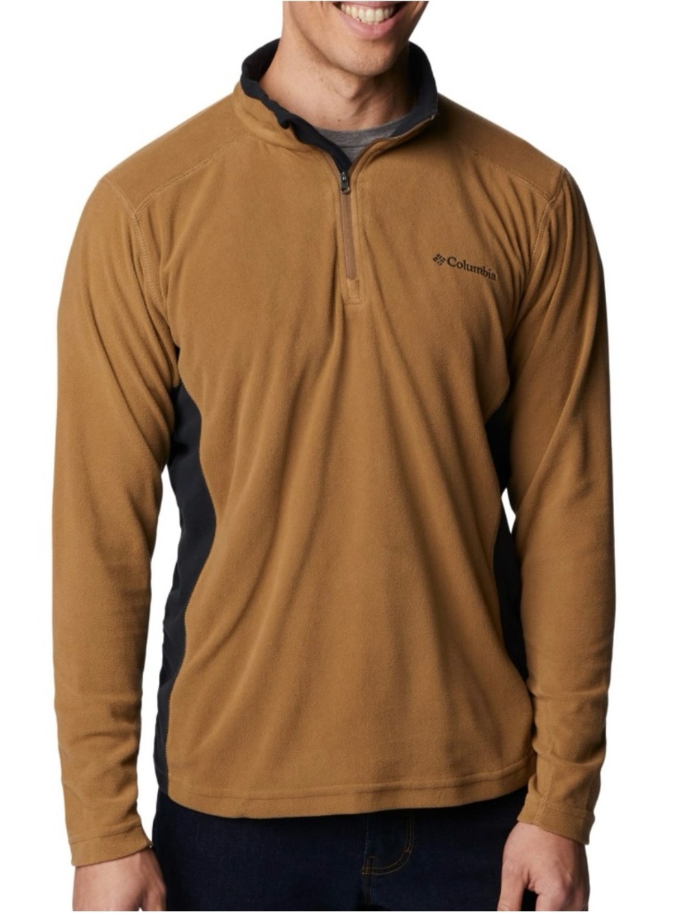 Columbia Men's Half-Zip Fleece Pullover Jacket - Camel with Black Panels